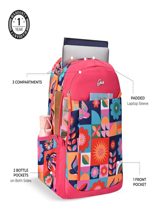 Gear Florentine 19"/24L Large Water Resistant School Bag/Casual Backpack/Daypack/Laptop Bag for Boys/Girls (Pink - Blue) - Image 4